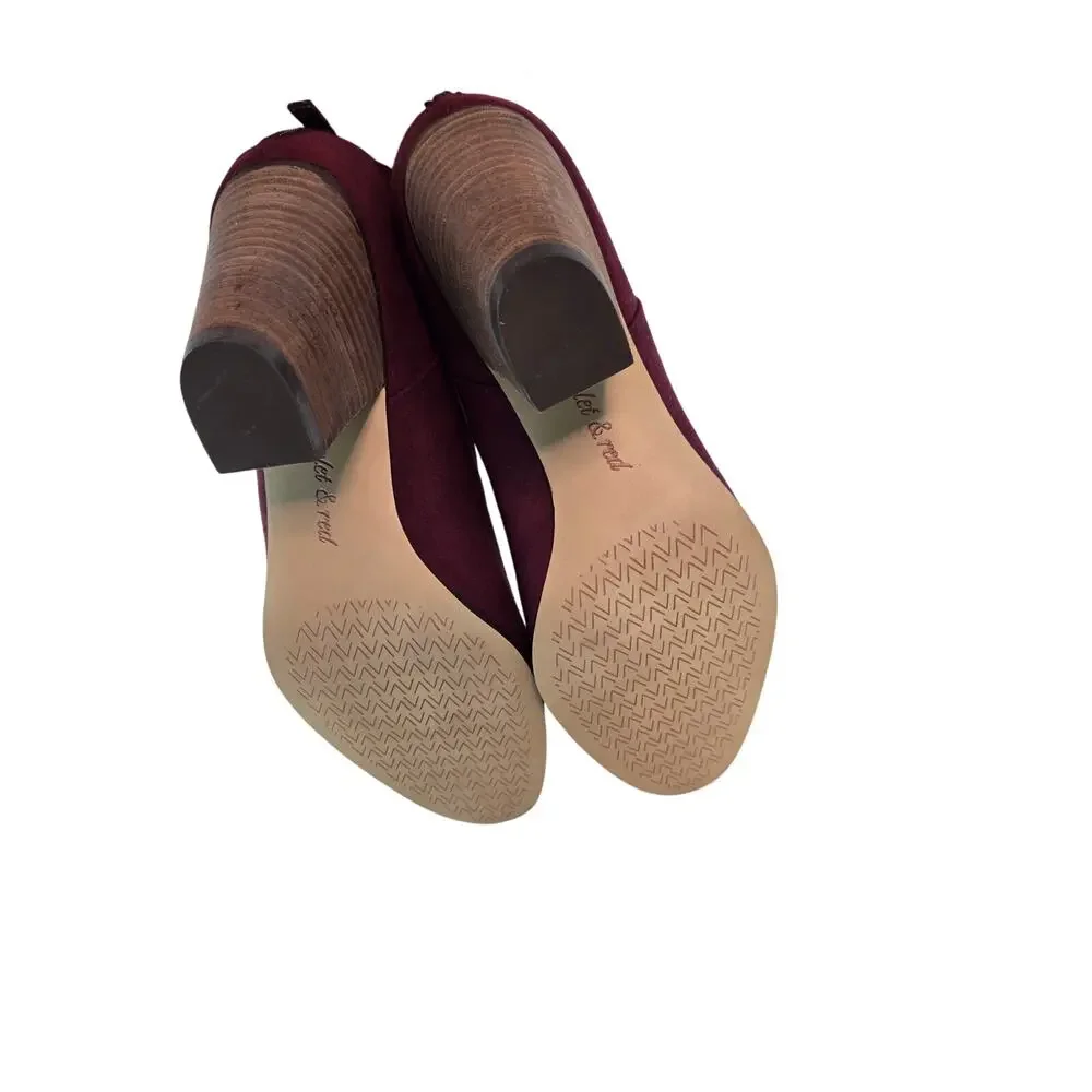 Maroon Jackson Short Block Heeled Booties by Violet & Red